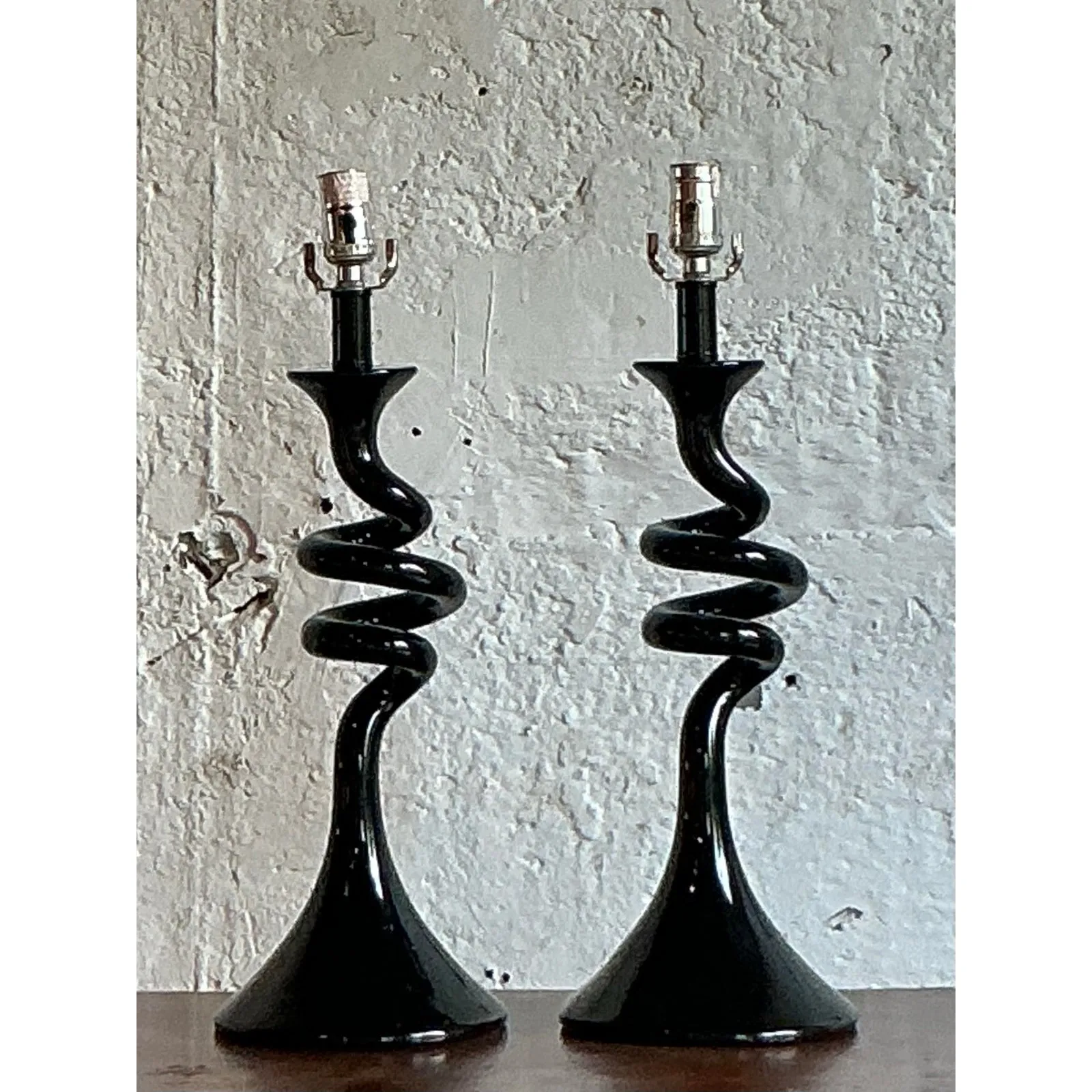 Vintage Boho Twisted Glass Lamps - A Pair — additional photo 3