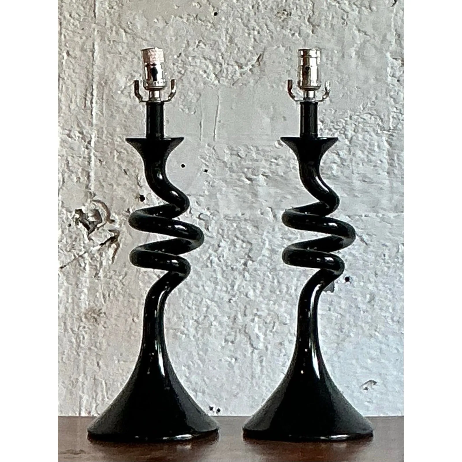 Vintage Boho Twisted Glass Lamps - A Pair — additional photo 2