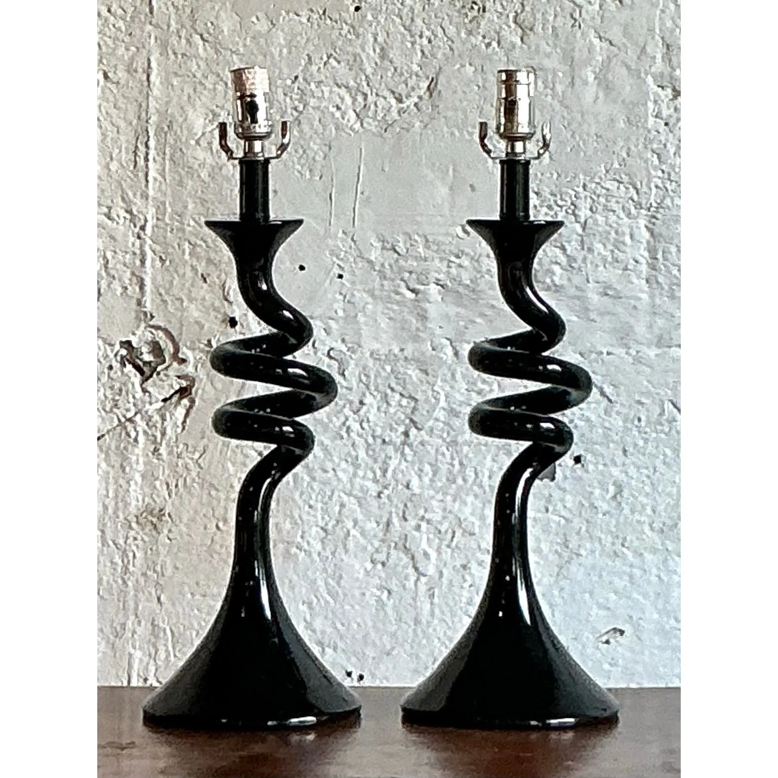 Vintage Boho Twisted Glass Lamps - A Pair — additional photo 5