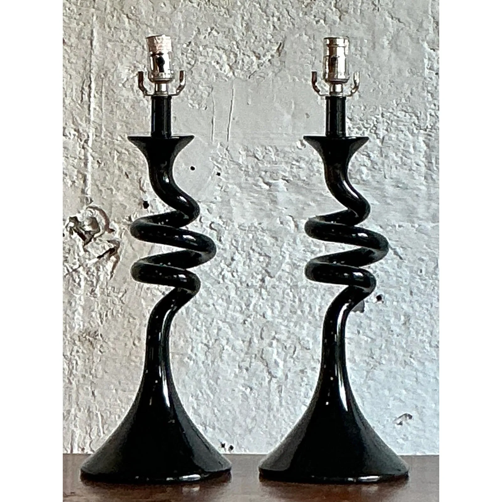 Vintage Boho Twisted Glass Lamps - A Pair — additional photo 6