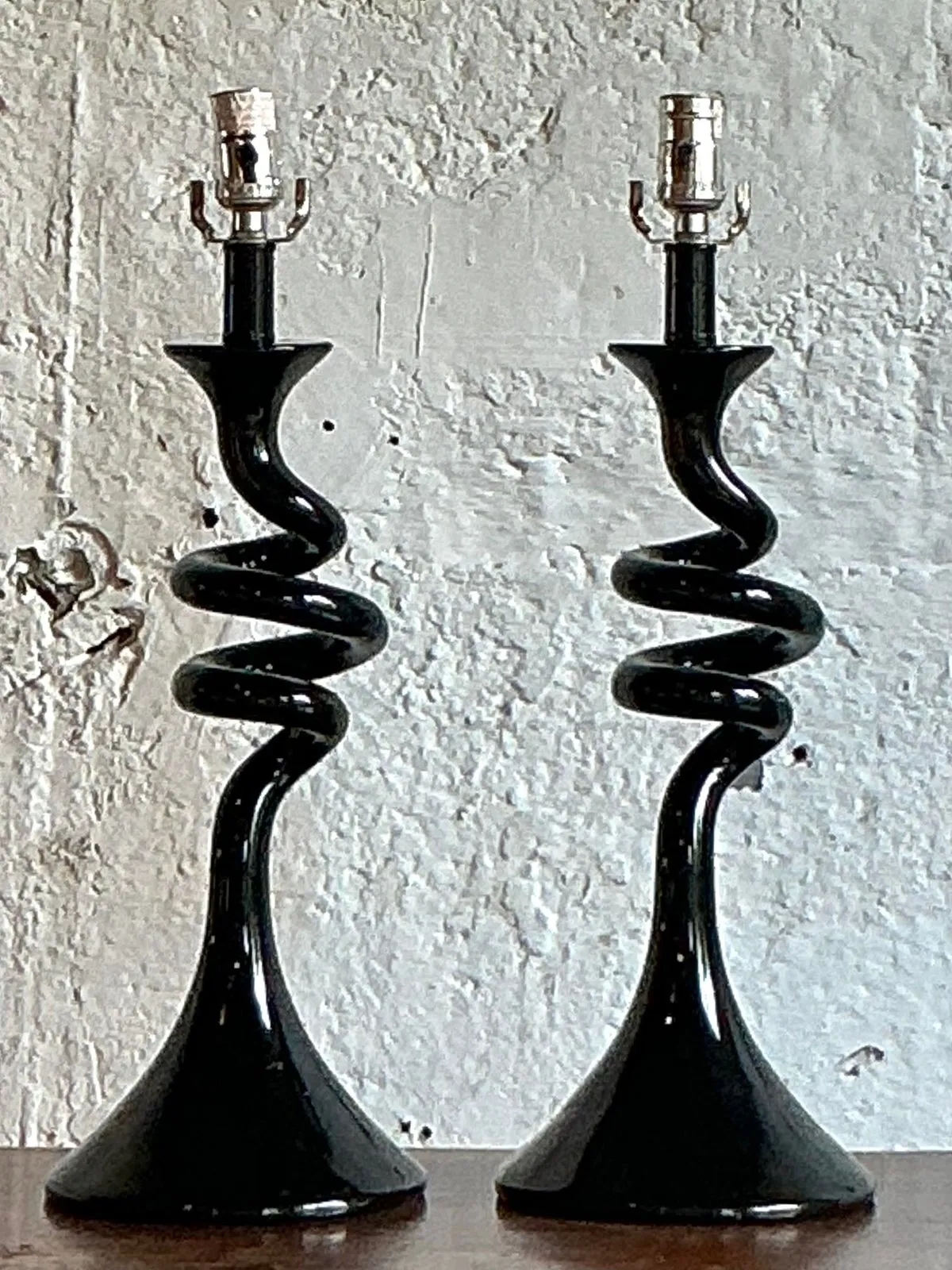 Vintage Boho Twisted Glass Lamps - A Pair — additional photo 5