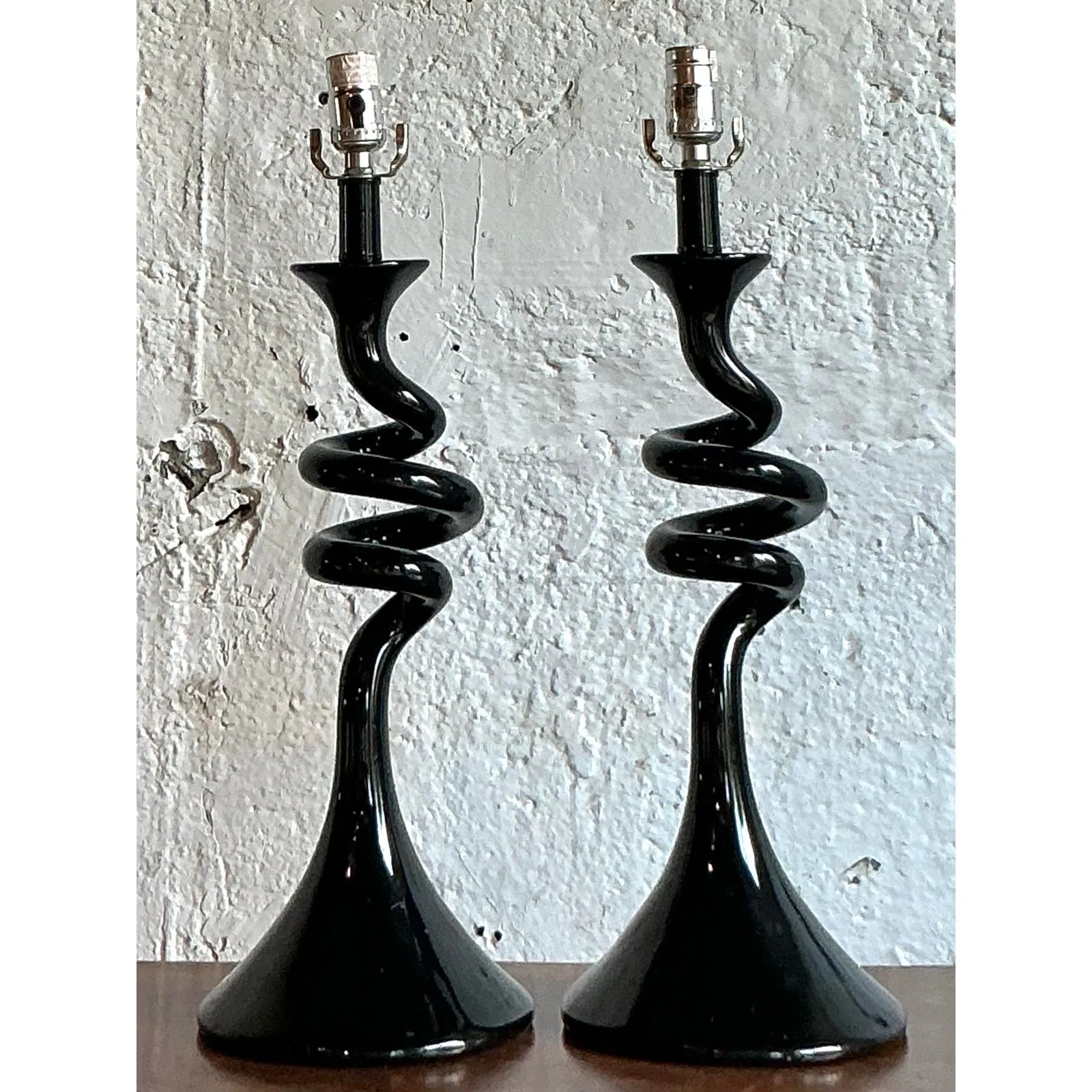 Vintage Boho Twisted Glass Lamps - A Pair — additional photo 7