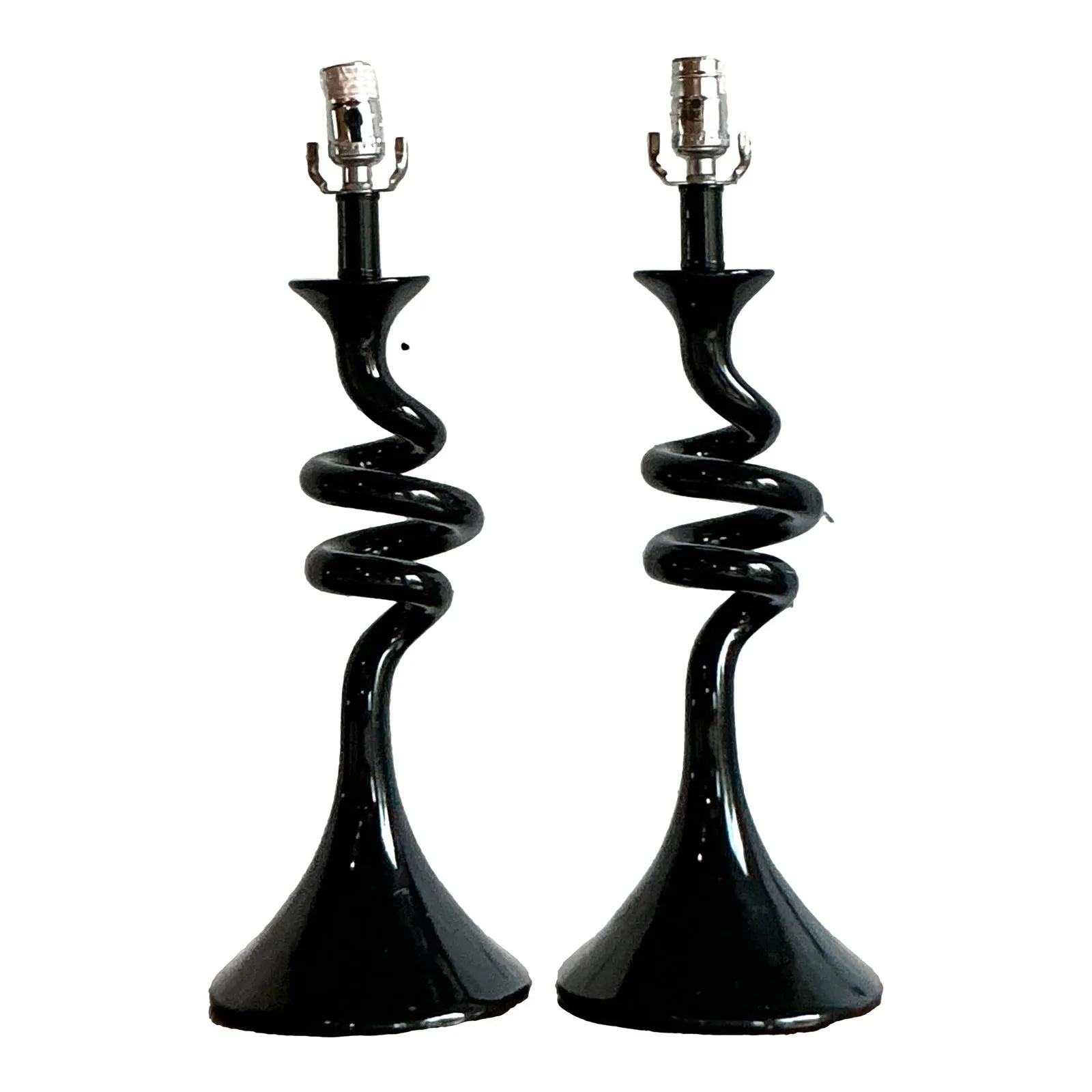 Vintage Boho Twisted Glass Lamps - A Pair — additional photo 1