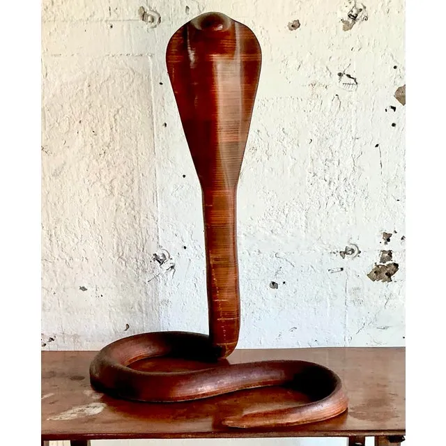 Vintage Boho Monumental Wood Cobra — additional photo 4