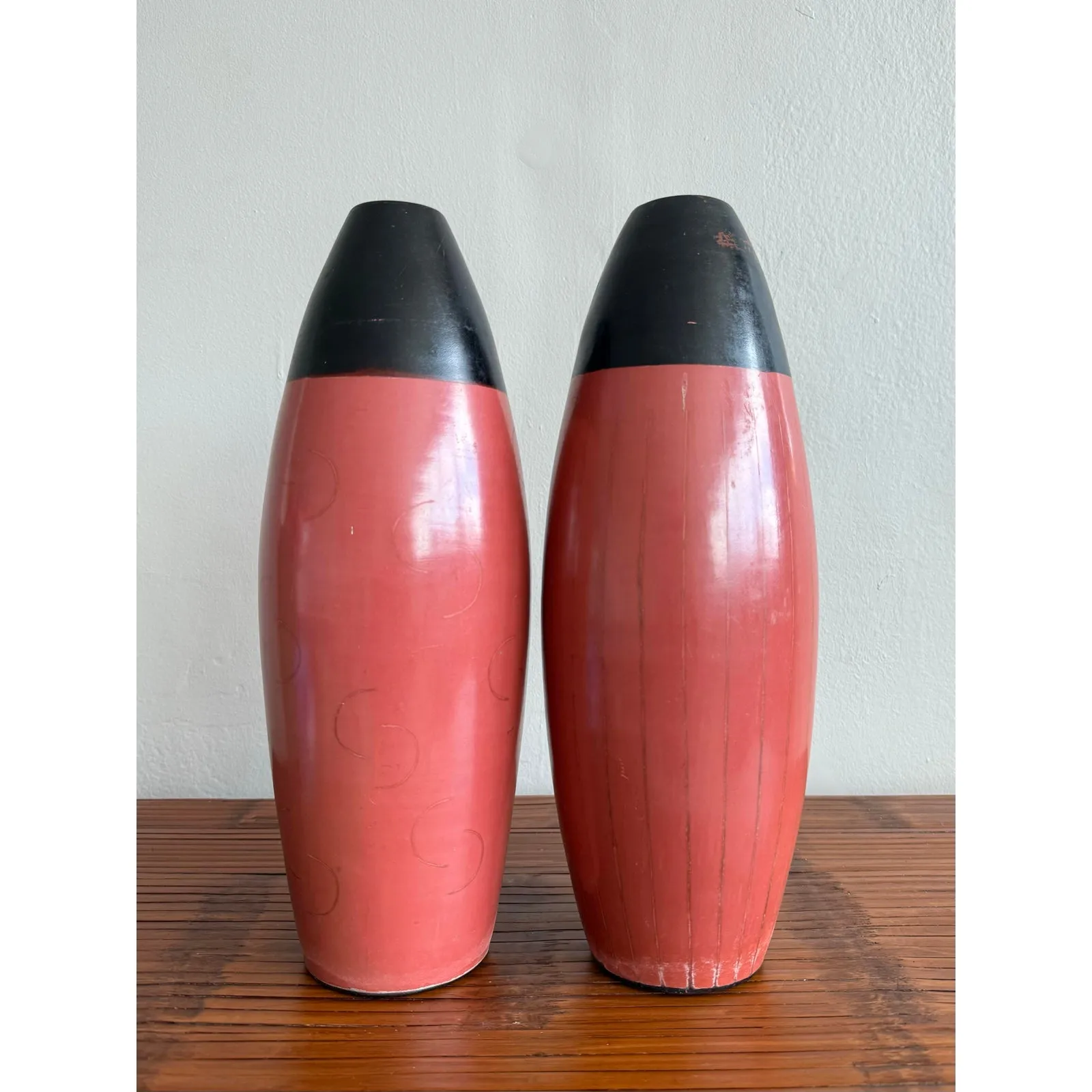 Vintage Boho Glazed Terracotta Vases- Set of 2 — additional photo 2