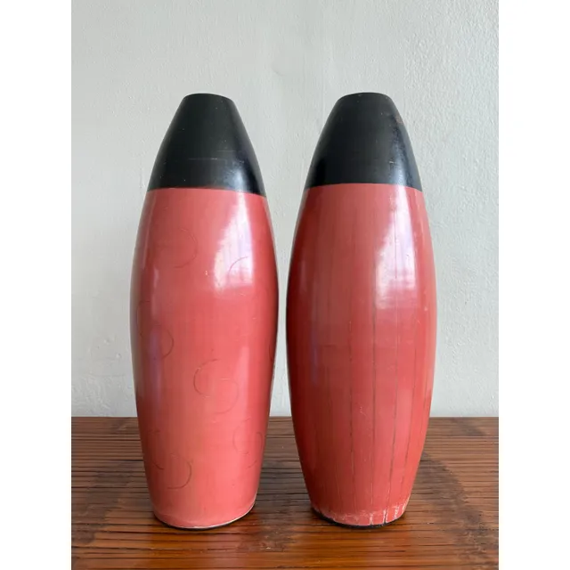 Vintage Boho Glazed Terracotta Vases- Set of 2 — additional photo 3