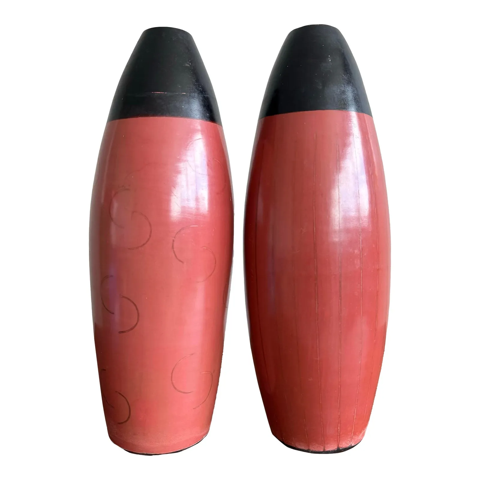 Vintage Boho Glazed Terracotta Vases- Set of 2 — additional photo 7