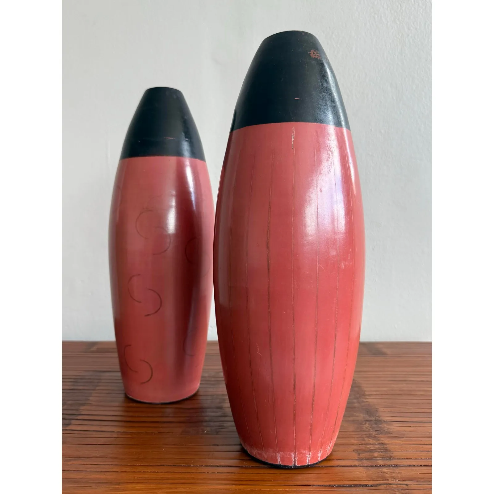 Vintage Boho Glazed Terracotta Vases- Set of 2 — additional photo 6