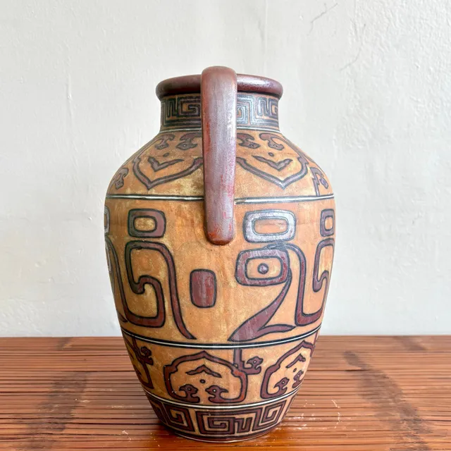 Vintage Boho Geometric Terracotta Jug — additional photo 6