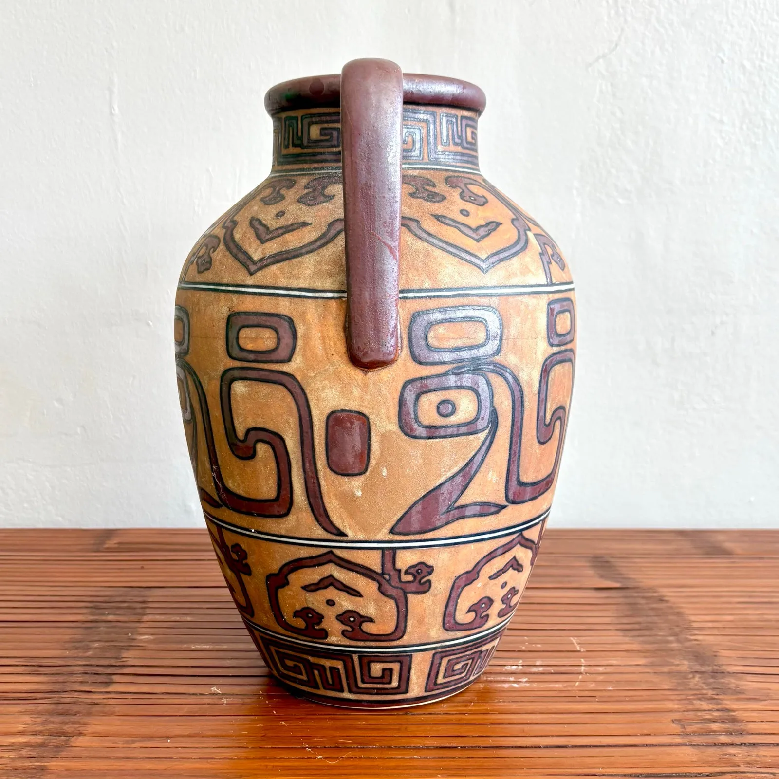 Vintage Boho Geometric Terracotta Jug — additional photo 3