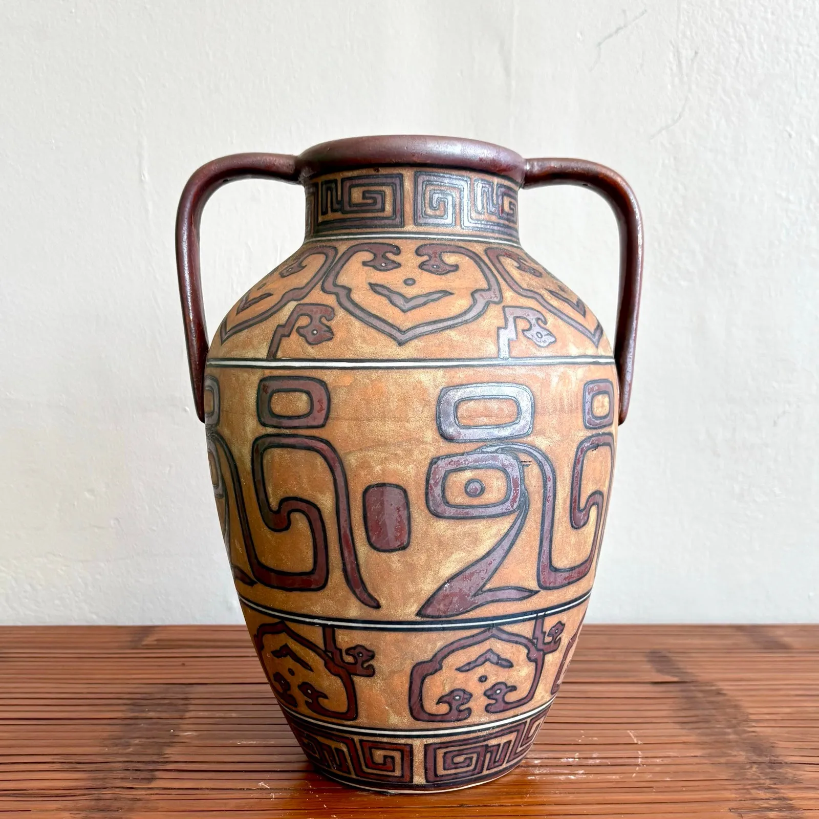 Vintage Boho Geometric Terracotta Jug — additional photo 1