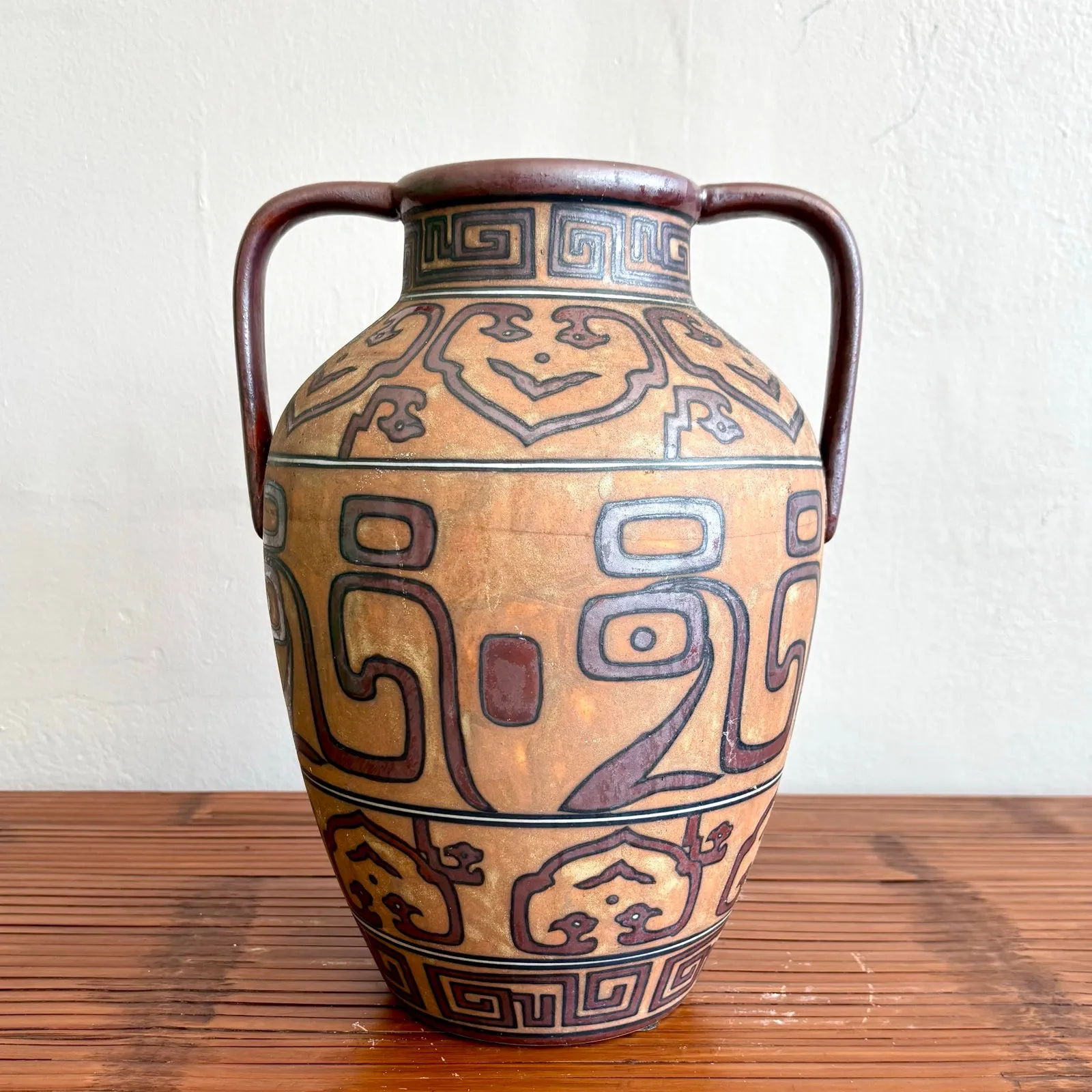 Vintage Boho Geometric Terracotta Jug — additional photo 2