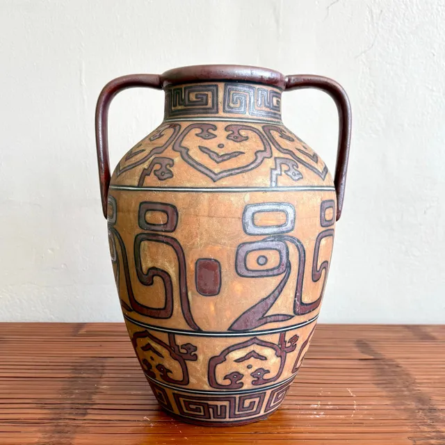 Vintage Boho Geometric Terracotta Jug — additional photo 2