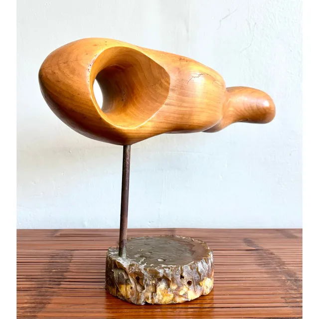 Vintage Boho Carved Wood Sculpture — additional photo 4