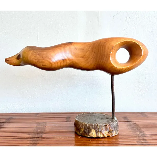 Vintage Boho Carved Wood Sculpture — additional photo 2