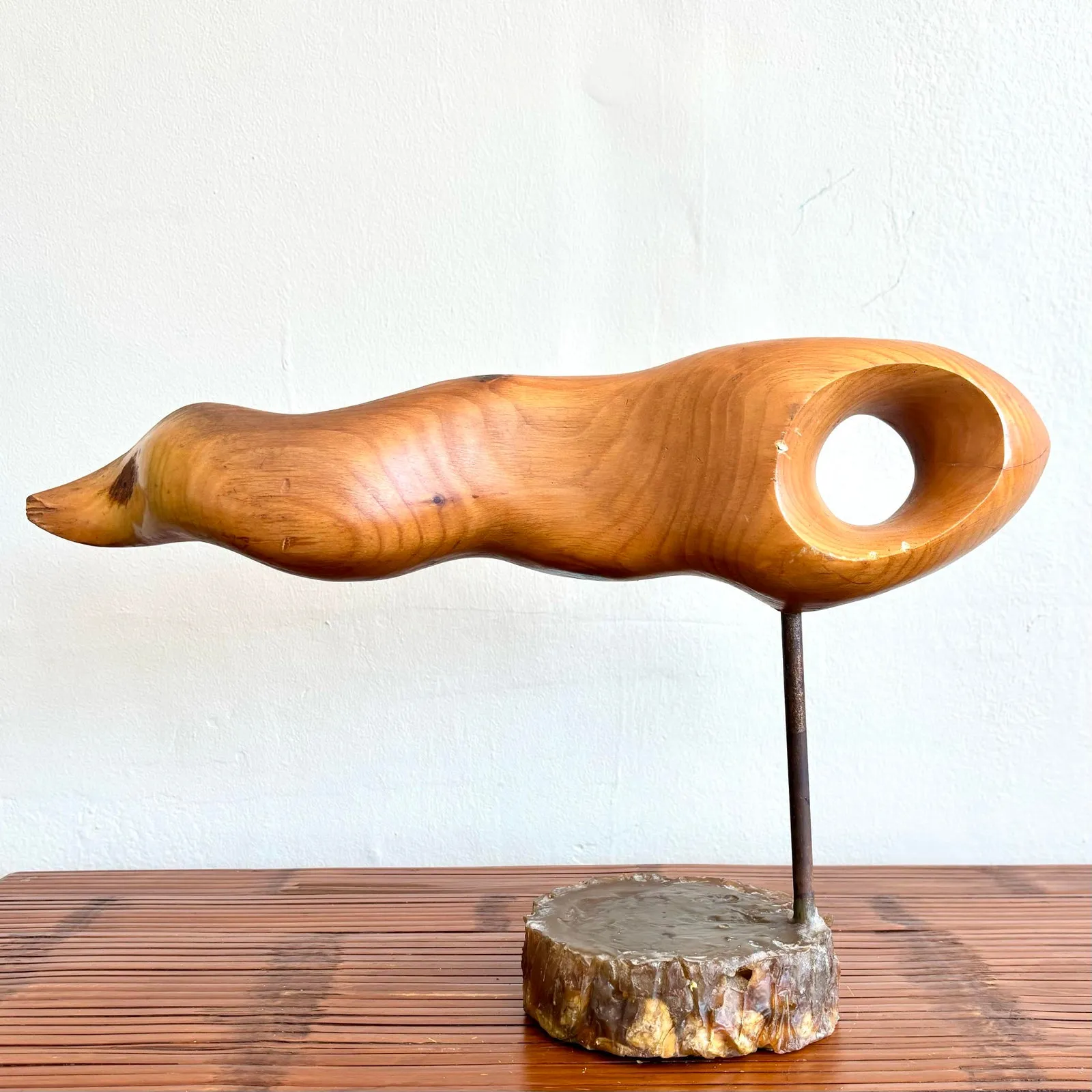 Vintage Boho Carved Wood Sculpture — additional photo 3