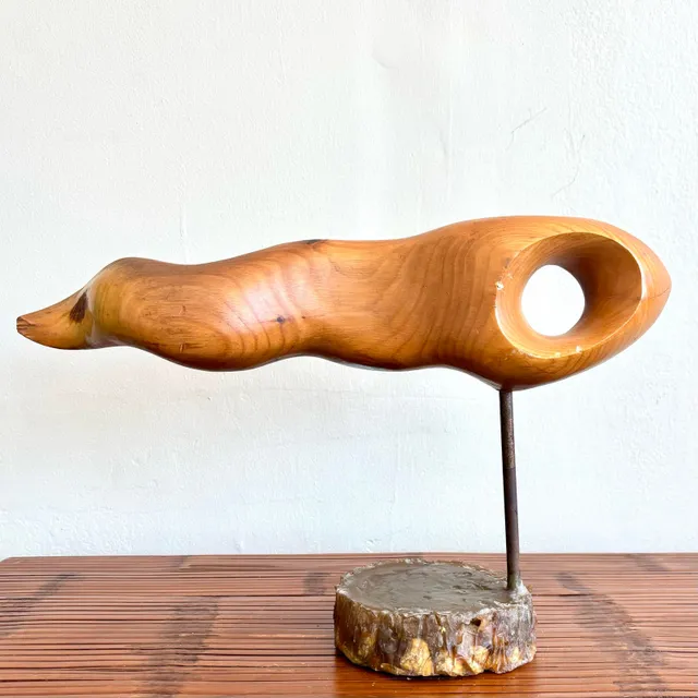 Vintage Boho Carved Wood Sculpture — additional photo 3