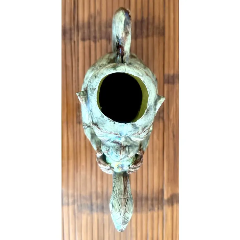 Late 20th Century Boho Ceramic Majolica-Style Monkey & Cobra Pitcher — additional photo 6