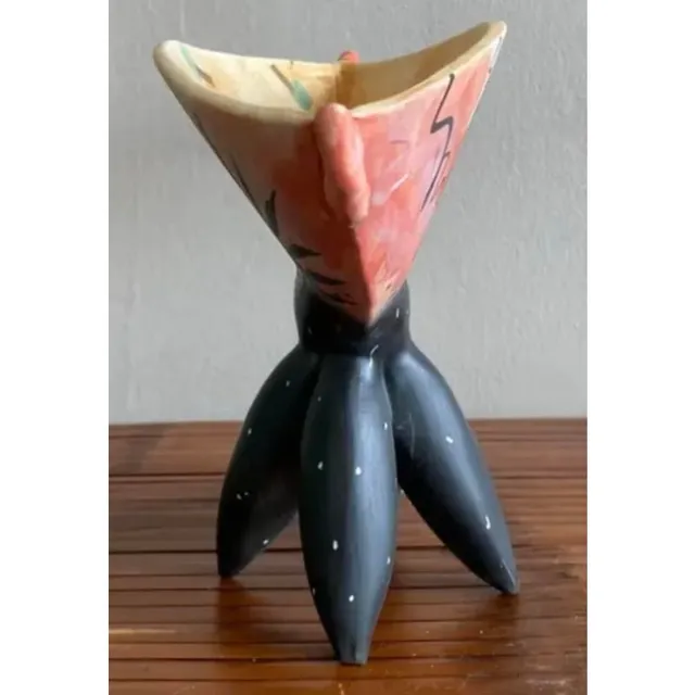Late 20th Century Boho Hand-Painted Abstract Pedestal Bowl — additional photo 3