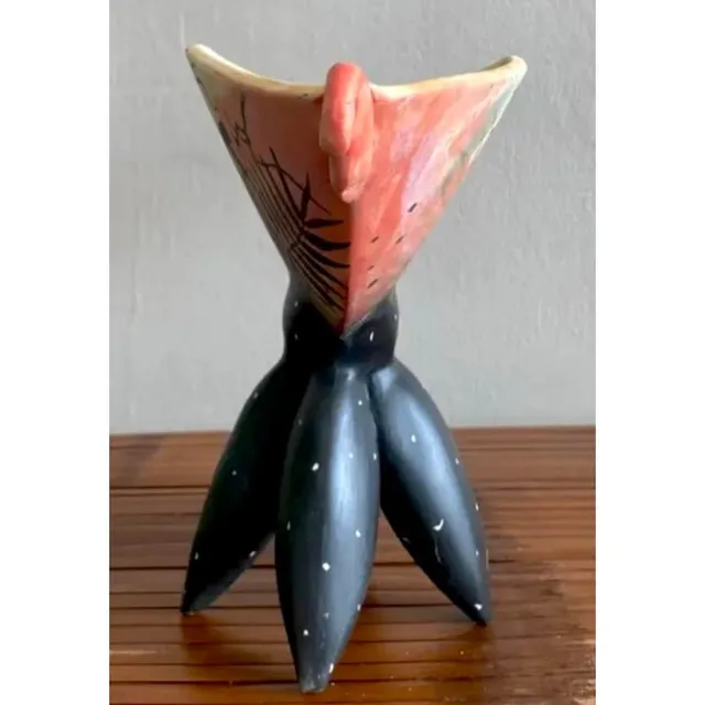 Late 20th Century Boho Hand-Painted Abstract Pedestal Bowl — additional photo 5