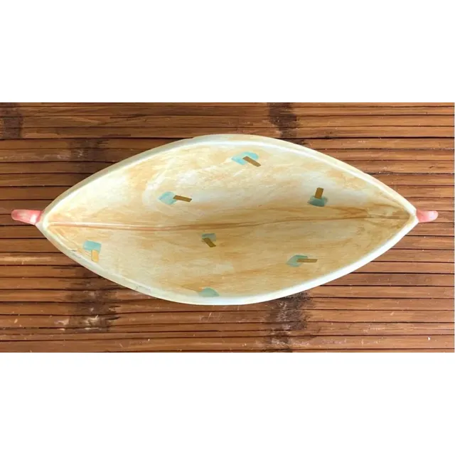 Late 20th Century Boho Hand-Painted Abstract Pedestal Bowl — additional photo 6