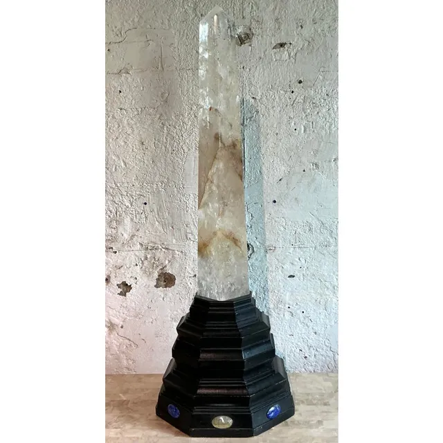 Vintage Boho Rock Crystal Obelisk on Jeweled Pedestal — additional photo 3
