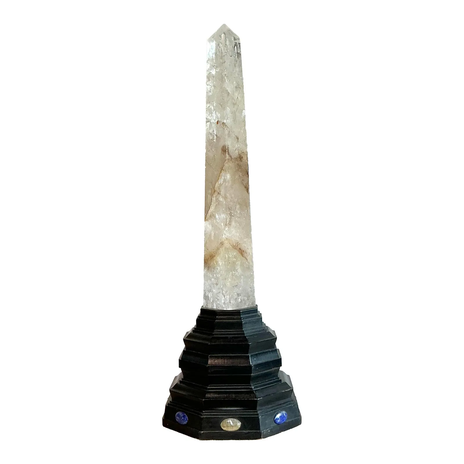 Vintage Boho Rock Crystal Obelisk on Jeweled Pedestal — additional photo 1