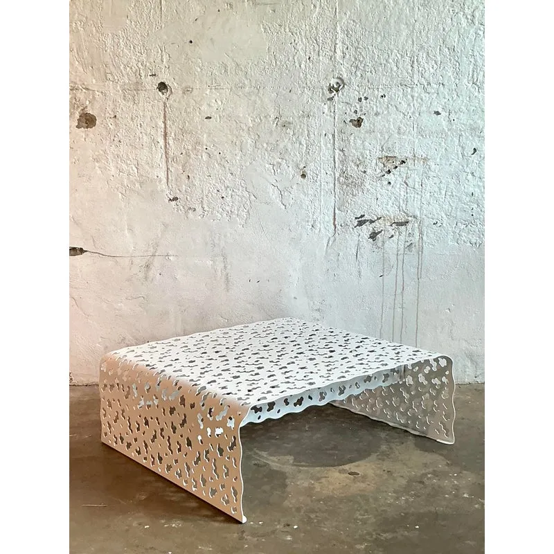 Vintage Boho Punch Cut “Topiary” Coffee Table After Richard Schultz — additional photo 2