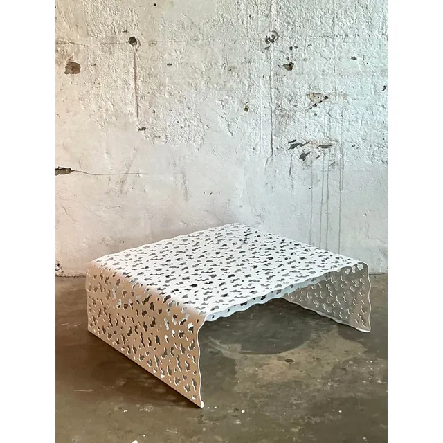 Vintage Boho Punch Cut “Topiary” Coffee Table After Richard Schultz — additional photo 3
