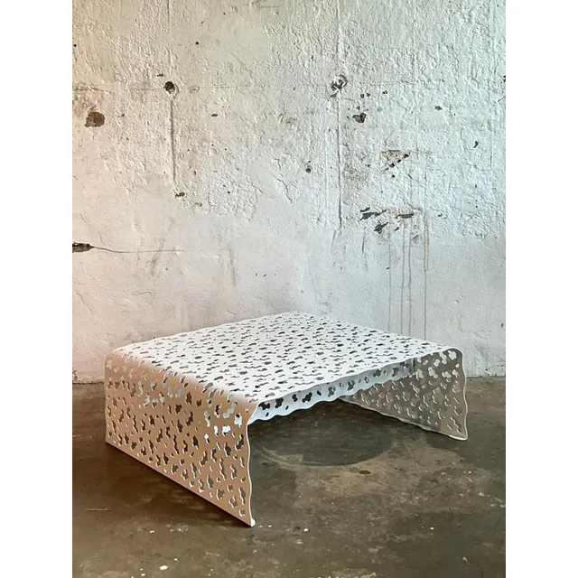 Vintage Boho Punch Cut “Topiary” Coffee Table After Richard Schultz — additional photo 4