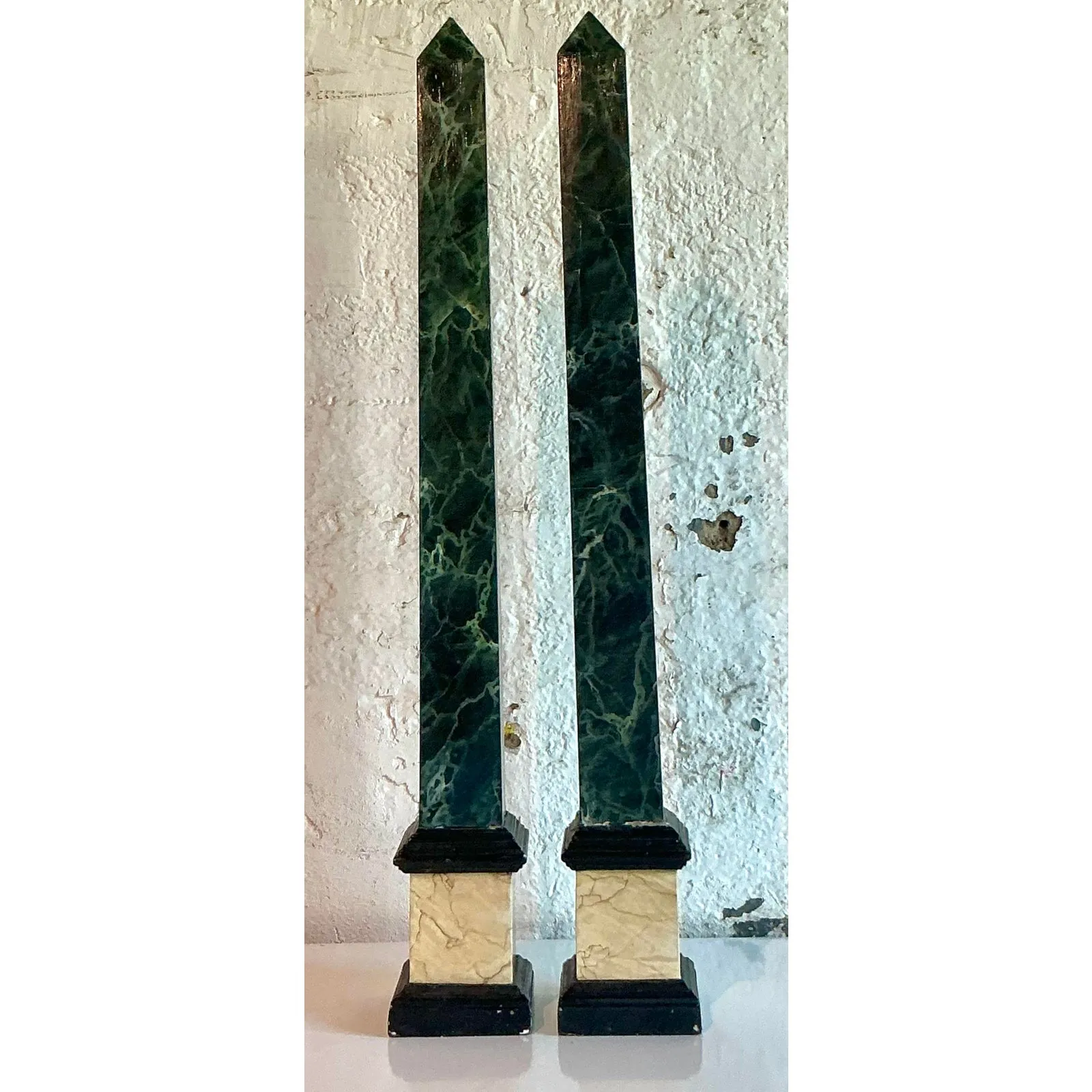 Vintage Italian Hand Painted Wood Obelisks - A Pair — additional photo 5