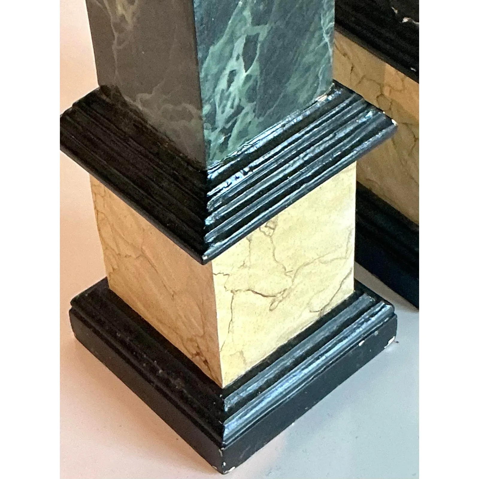 Vintage Italian Hand Painted Wood Obelisks - A Pair — additional photo 6