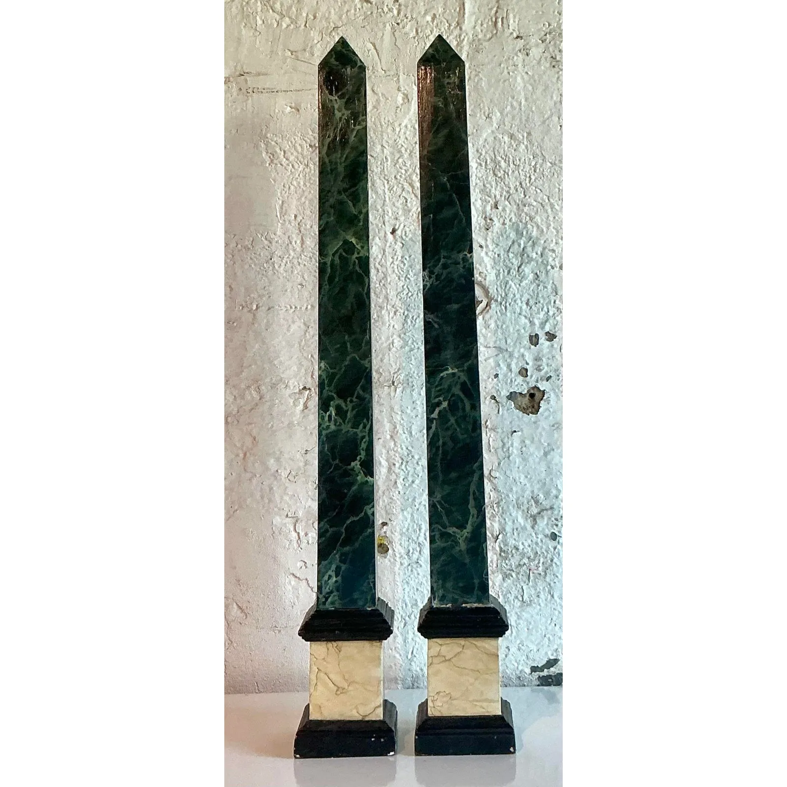Vintage Italian Hand Painted Wood Obelisks - A Pair — additional photo 3