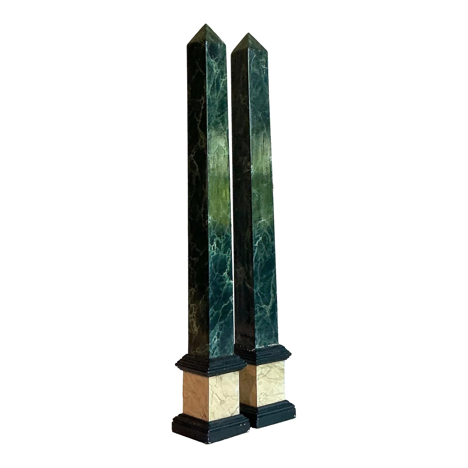 Vintage Italian Hand Painted Wood Obelisks - A Pair — additional photo 1