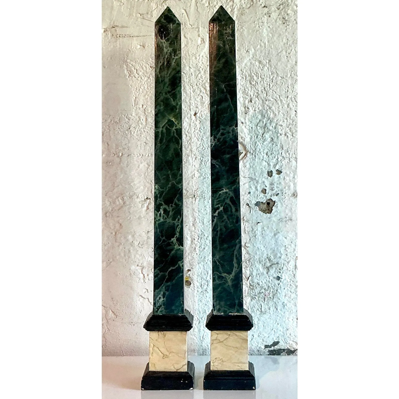 Vintage Italian Hand Painted Wood Obelisks - A Pair — additional photo 8