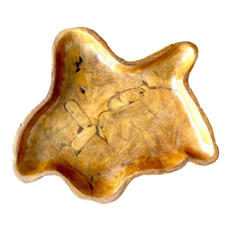Vintage Boho Carved Wood Tray