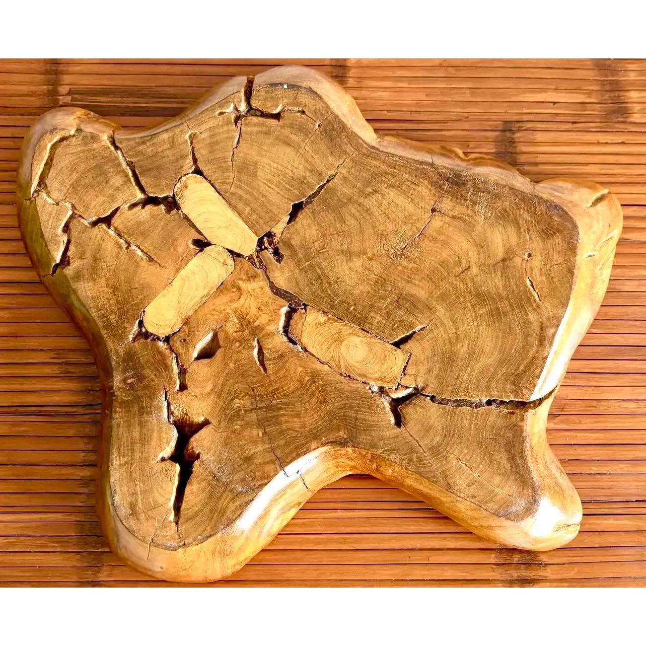 Vintage Boho Carved Wood Tray — additional photo 3