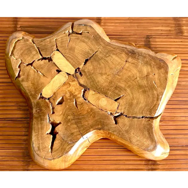 Vintage Boho Carved Wood Tray — additional photo 3