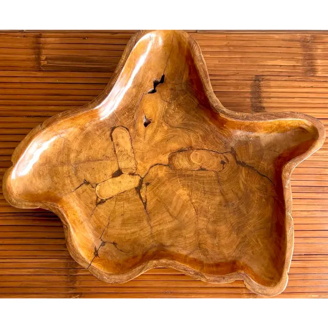 Vintage Boho Carved Wood Tray — additional photo 2