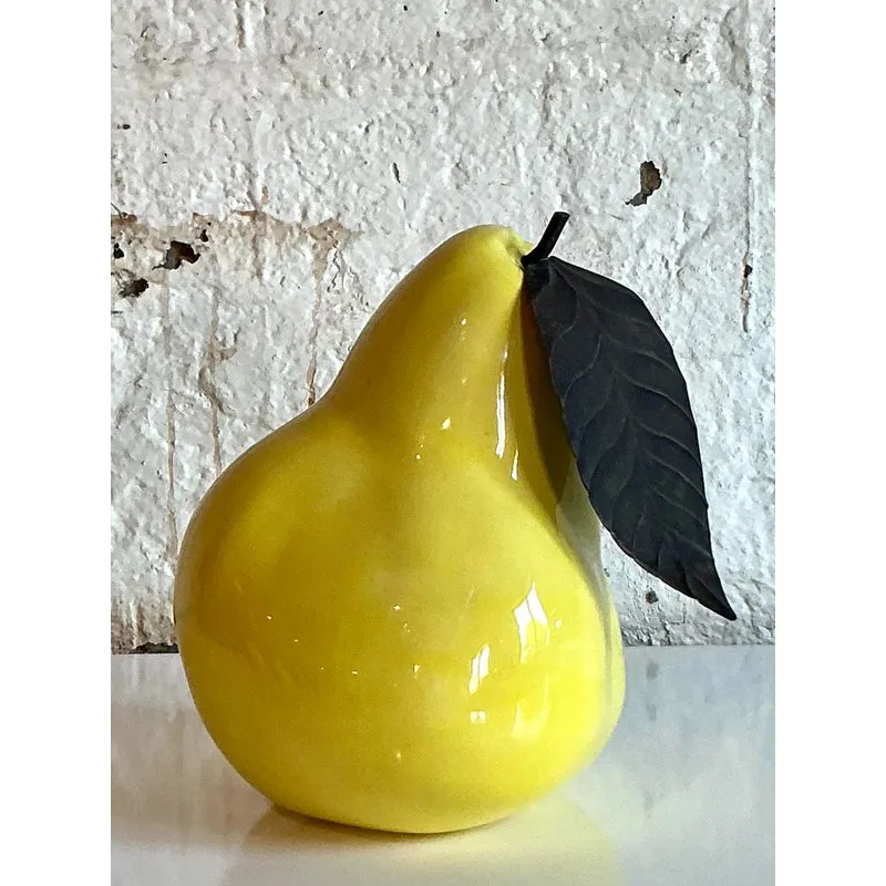 Vintage Boho Glazed Ceramic Monumental Pear — additional photo 2