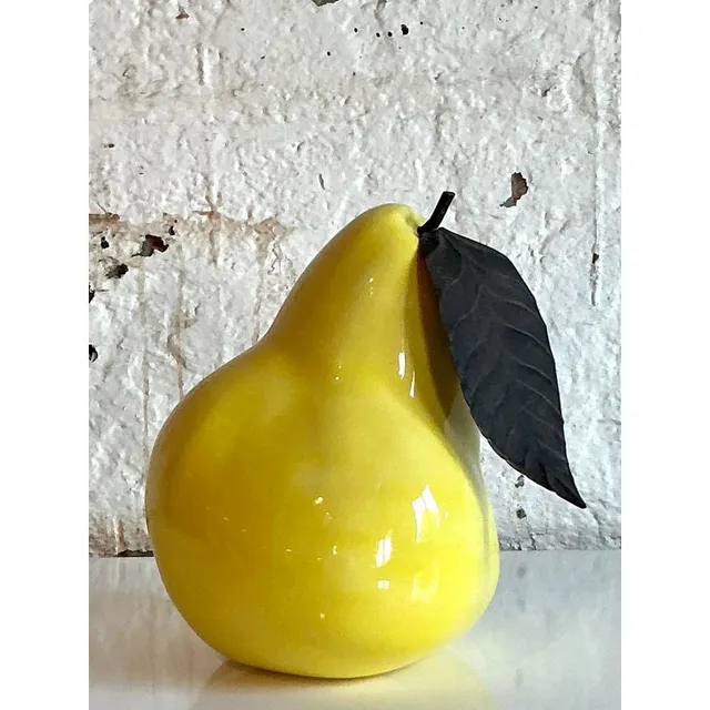 Vintage Boho Glazed Ceramic Monumental Pear — additional photo 4
