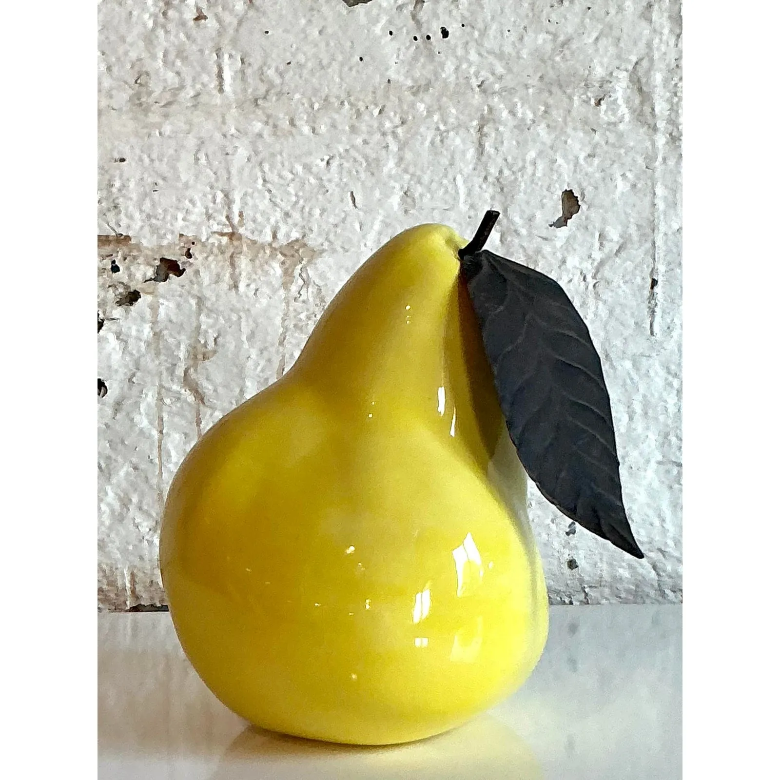 Vintage Boho Glazed Ceramic Monumental Pear — additional photo 5