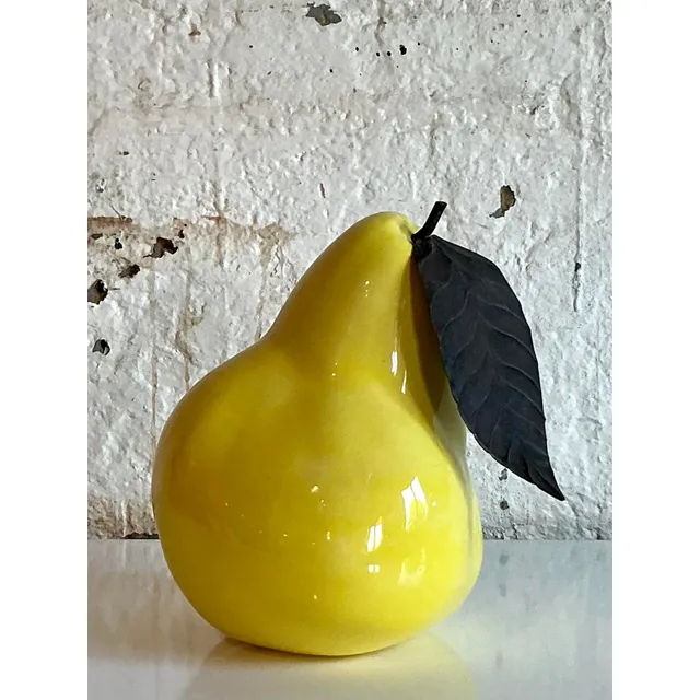 Vintage Boho Glazed Ceramic Monumental Pear — additional photo 7