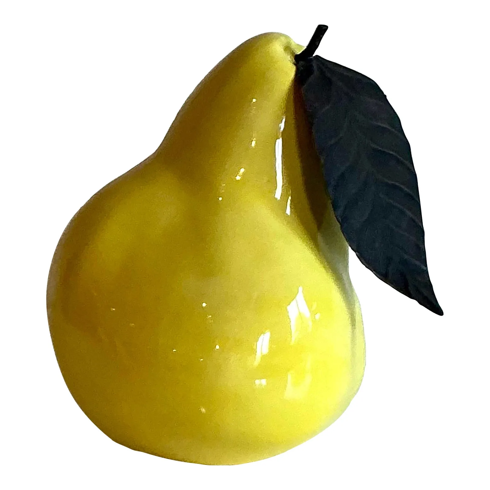 Vintage Boho Glazed Ceramic Monumental Pear — additional photo 1