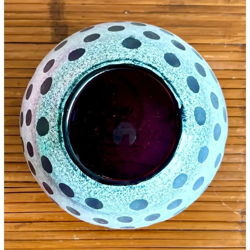 Late 20th Century Boho Art Glass Vase With Frosted Dot & Stripe Design — additional photo 7