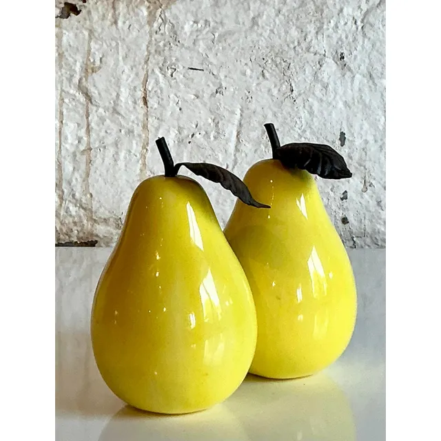 Vintage Boho Glazed Ceramic Pears - Set of 2 — additional photo 3