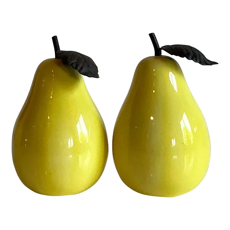 Vintage Boho Glazed Ceramic Pears - Set of 2 — additional photo 1