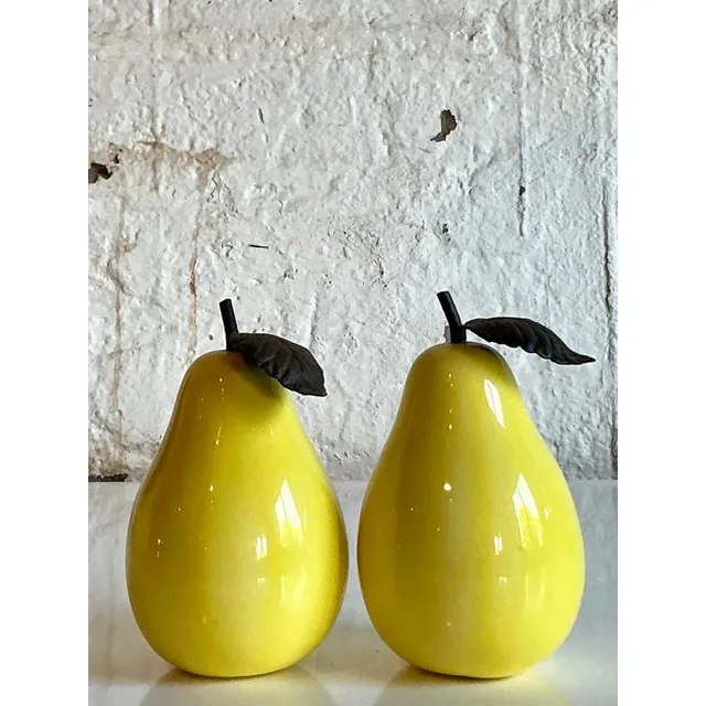 Vintage Boho Glazed Ceramic Pears - Set of 2 — additional photo 4