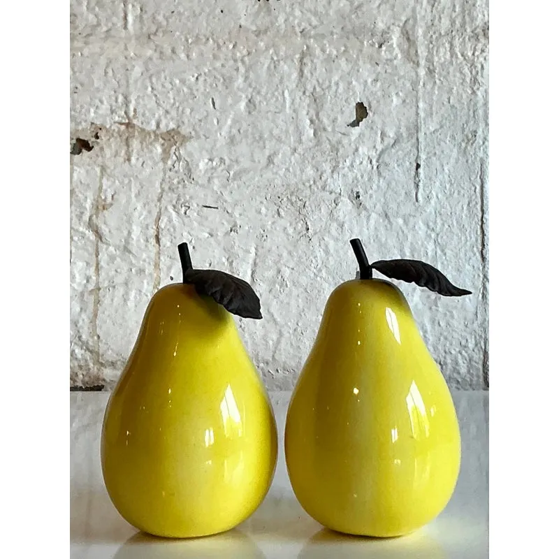 Vintage Boho Glazed Ceramic Pears - Set of 2 — additional photo 6