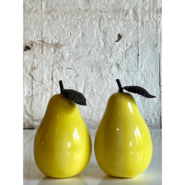 Vintage Boho Glazed Ceramic Pears - Set of 2 — additional photo 7